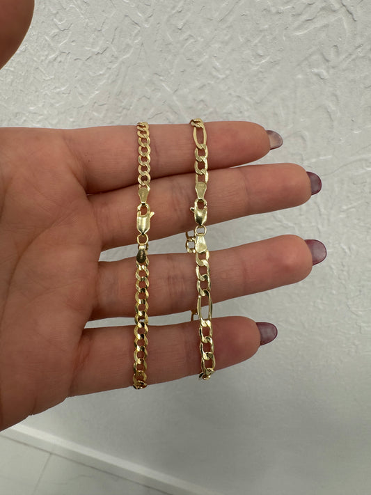 Pulseras figaro y corte brillo.