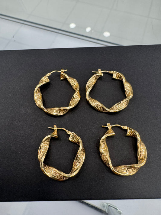 Aretes duo de argollas de 10k